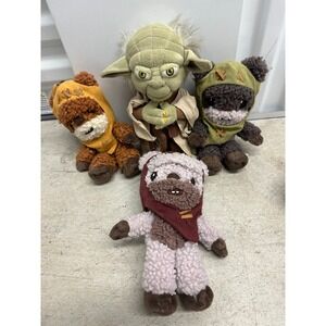 Star Wars Plush Lot‎ Yoda Ewok Kneesaa Disney Mattel Cute 8" Soft